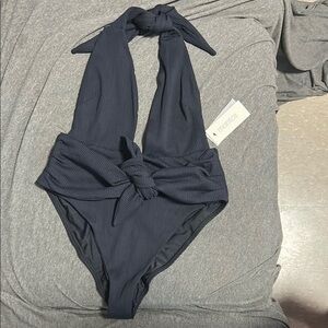 Montce Black Ribbed Halter Swimsuit